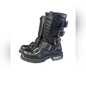 Harley-Davidson Black Leather Buckle Moto Boots | W 8.5 | Goth, Alt, Moto, Fest